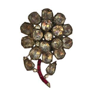 Antique Super Old Paste Style 30s Dimensional Flower Brooch (A8895)